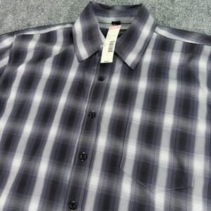 Covington Shirt Mens Large Purple Plaid Classic Fit Short Sleeve Button Up NWT